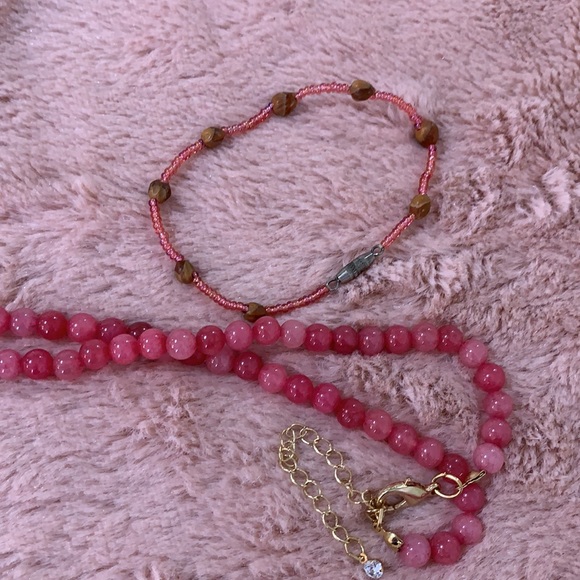 Pink Tones Glass Bead Necklace & Bracelet Set - Picture 8 of 12
